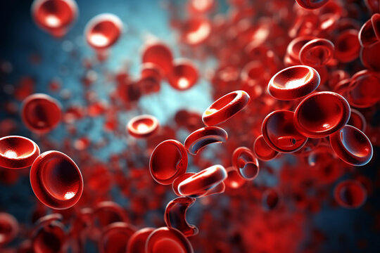 Blood Cells in moving inside veins generated with AI. 3d microscopic render. 3d image, perfect to use as a computer background, powerpoint pr&eacute;sentation, linkedin post, website, portfolio