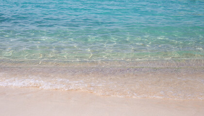 Blue sea with sand beach. Blue ocean summer