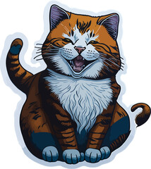 Fototapeta na wymiar clear happy cat sticker art vector