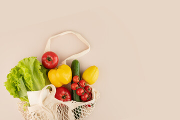 string bag,responsible consumption,mesh bag,eco friendly fruit and vegetables bag,copy space