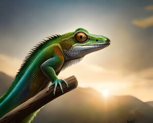 Obraz premium lizard on a tree