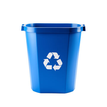 Blue recycling bin isolated on transparent background 