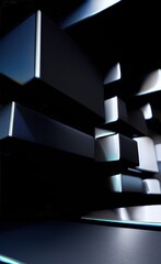 Metallic dark black color tone abstract futuristic architectural background. - 616730090