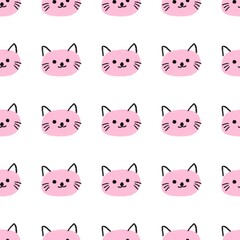Seamless pattern with cute pink Kittens