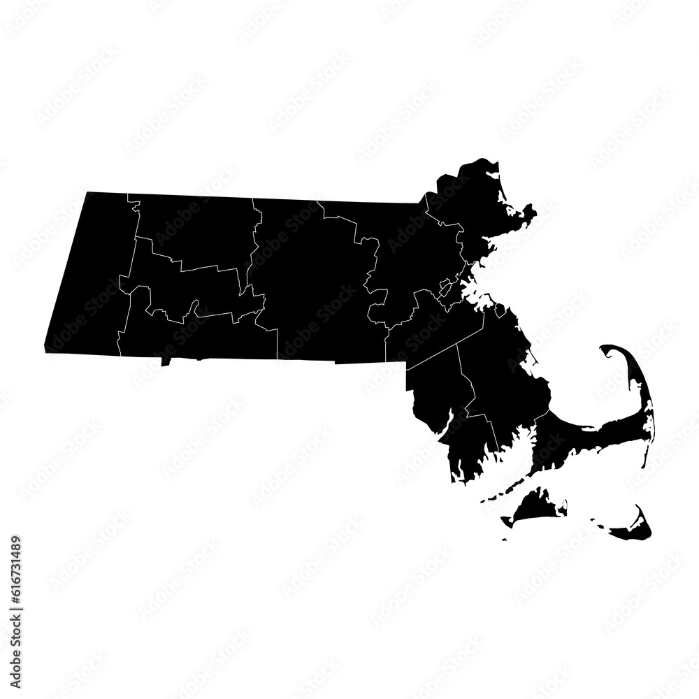 Canvas Prints massachusetts state map with counties. vector illustration.