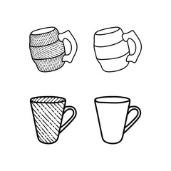 Icon set of Glass Mug line collection, vintage logo illustration design template, modern simple minimalist vector concept.
