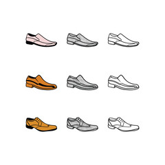 Set of Shoe Men icon, vintage logo illustration design template, modern simple minimalist vector concept.