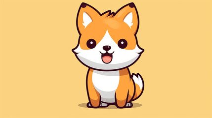 Funny dog cartoon character illustration with big head