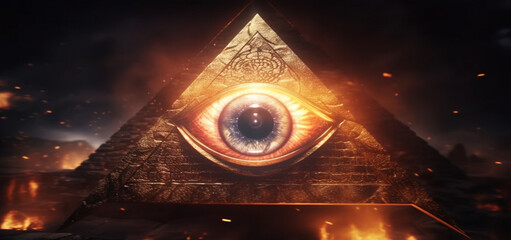 Fototapeta na wymiar Seeing Eye of God in triangle ancient. Generative Ai