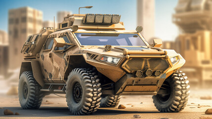 Armored Military Vehicle. Generative Ai