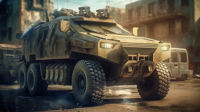 Armored Military Vehicle. Generative Ai