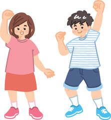 ガッツポーズをする子供