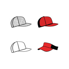 set of Hat Sport line minimalist icon collection, vector design and illustration template, logo for your company