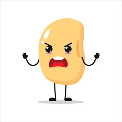 Cute angry soybean character. Funny furious soybean cartoon emoticon in flat style. vegetable emoji vector illustration