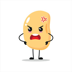 Cute angry soybean character. Funny mad soybean cartoon emoticon in flat style. vegetable emoji vector illustration