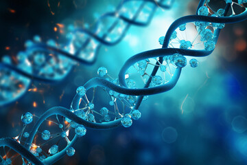 Abstract DNA generated with AI. 3d microscopic render. 3d image, perfect to use as a computer background, powerpoint présentation, linkedin post, website, portfolio