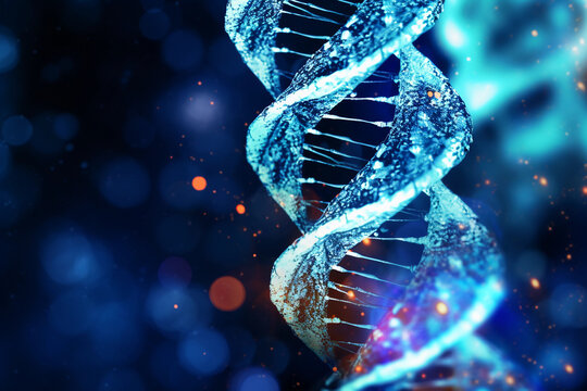 Abstract DNA generated with AI. 3d microscopic render. 3d image, perfect to use as a computer background, powerpoint présentation, linkedin post, website, portfolio