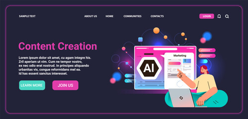 woman designer creation content of web application content management marketing concept horizontal