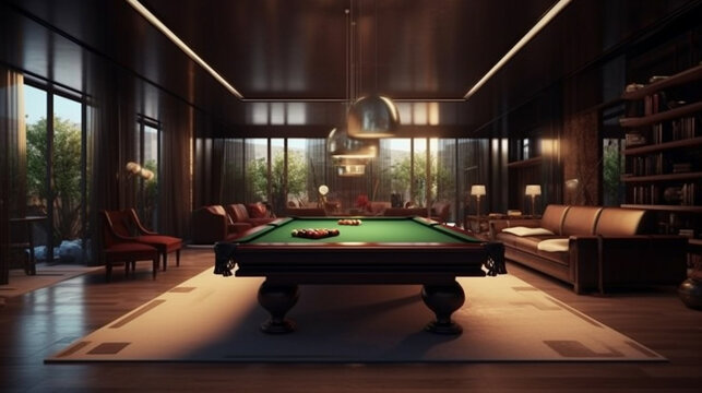 Modern Billiard Room Design Ideas. Generative Ai