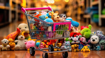 Shopping cart with toys