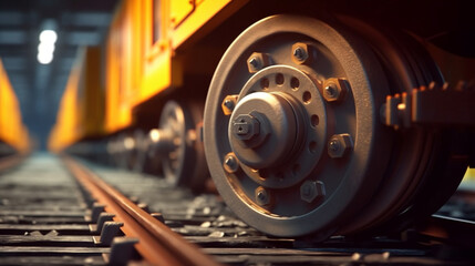 Train wheels on rails. Generative Ai