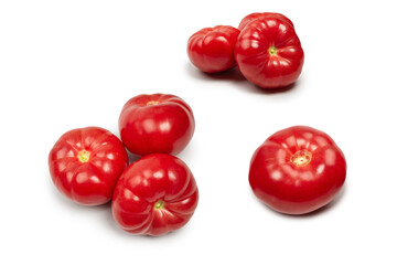 Red fresh tomato isolated on white background.