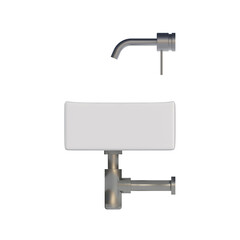 Washbasin isolated on transparent background, sink, 3D illustration, cg render
