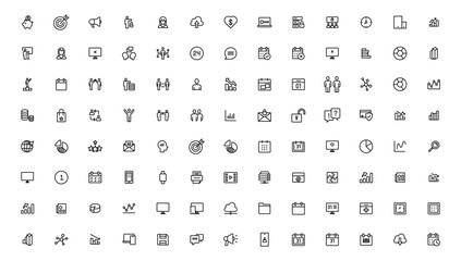 Business and Teamwork line icons set. Businessman outline icons collection. Money, investment, teamwork, meeting, partnership, meeting, work success.Outline icon .