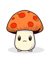 Cute Character Mascot of Orange Mushroom Toad Stool Fungus