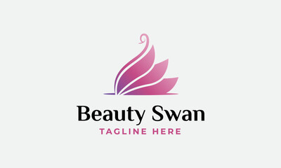 Pink Gradient Abstract Beauty Swan Logo Vector Design Template