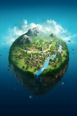Fototapeta premium World population day, Picture of the earth with all its inhabitants, fresh green color