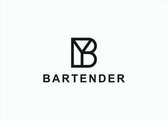 bartender logo design vector silhouette illustration