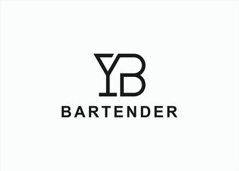 bartender logo design vector silhouette illustration