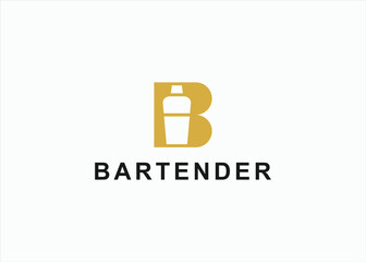 bartender logo design vector silhouette illustration