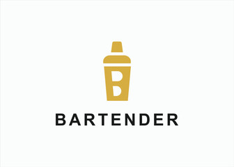 bartender logo design vector silhouette illustration