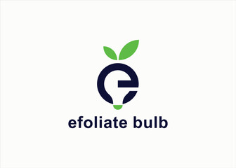 letter e with bulb logo design vector silhouette illustration