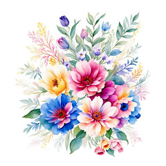 Fototapeta na wymiar Beautiful watercolor flower floral bouquets Vibrant color 