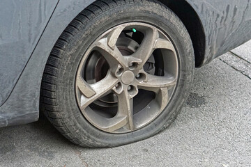 Flat tyre car