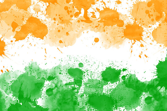 Painted Indian Flag Colors, Abstract Freedom Celebration Background Banner