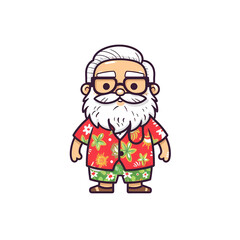 Obraz na płótnie Canvas Christmas in Paradise, Santa Claus in a Hawaiian Paradise Made with Generative Ai. 