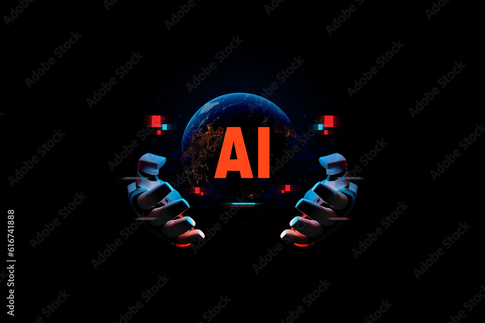 Aufkleber artificial intelligence machine learning business internet technology concept. the world of artifici