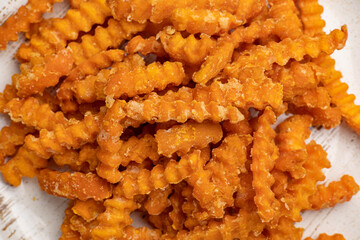 Delicious, sweet potato fries. Close-up