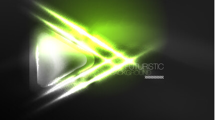 Digital Neon Abstract Background, Triangles And Lights Geometric Design Template