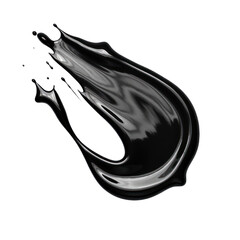 Damp artwork with wet splashes and sprinkles isolated on transparent background, smear of black oil or acrylic paint. Png clipart element. Generated with AI.