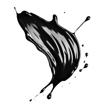 recommend clip art: Damp artwork with wet splashes and sprinkles isolated on transparent background, smear of black oil or acrylic paint. Png clipart element. Generated with AI.