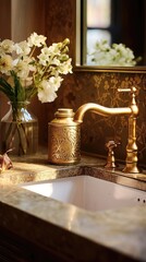 Timeless Elegance: Vintage Faucet and Porcelain Sink in Rustic Bathroom Generative AI 8