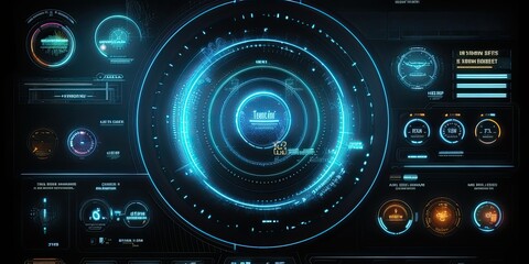 Fototapeta premium Futuristic HUD screen data hologram. Generative AI