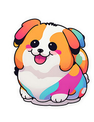 Obraz premium Cartoon dog stickers, Generative Ai illustration, dog, dog cartoon, kawaii