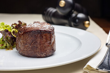 A delicious meat dish from a restaurant. Close up