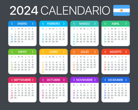 2024 Calendar - vector template graphic illustration - Argentine version